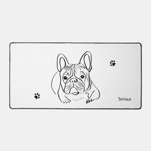 Stylish Bulldog Minimalist  Desk Mat (Front)