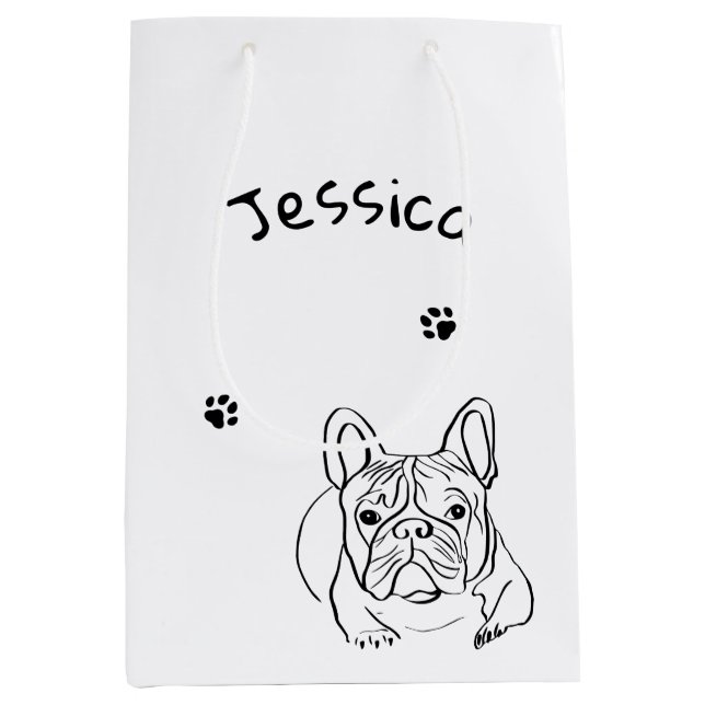 Stylish Bulldog Minimalist  Medium Gift Bag (Front)