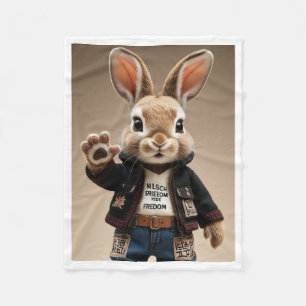 Stylish Bunny in Casual Outfit Fleece Blanket