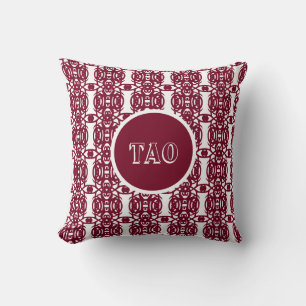 Stylish burgundy and white Tao calligraphy Throw Pillow