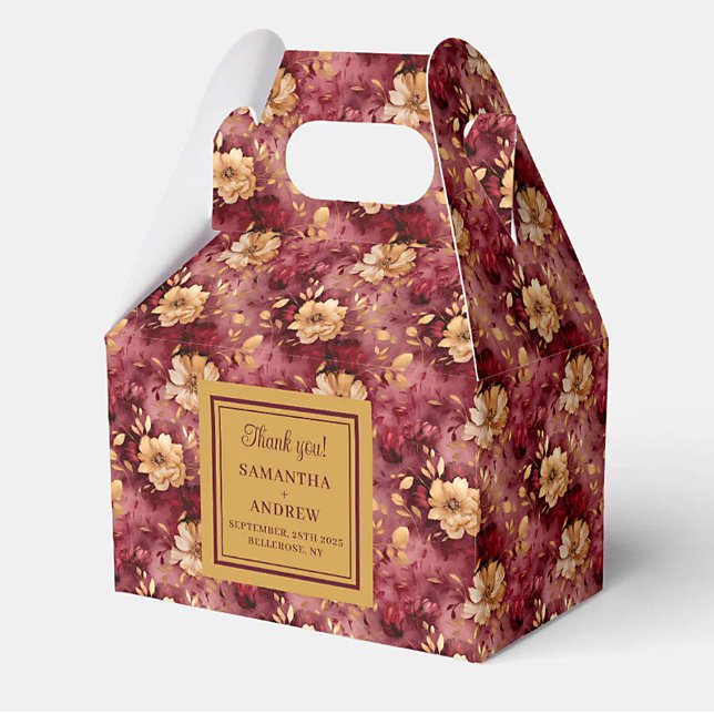 Stylish Burgundy Blush Gold Wedding Thank You Box (Stylish Burgundy Blush Gold Wedding Thank You Box)