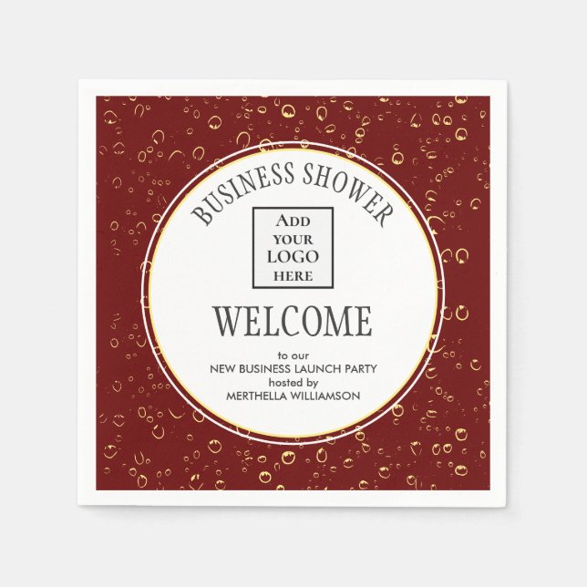 Stylish Burgundy BUSINESS SHOWER Napkin (Front)