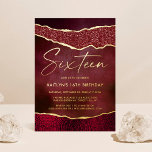 Stylish Burgundy Geoed Agate 16th Birthday Real<br><div class="desc">Celebrate in style with these elegant and very trendy real foil pressed 16th birthday invitations. The design is easy to personalize with your special event wording and your guests will be thrilled when they receive these fabulous invites.</div>
