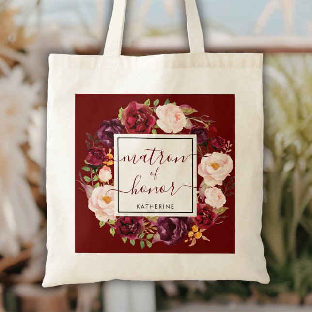 Stylish Burgundy Matron of Honor Wedding Tote Bag (Creator Uploaded)