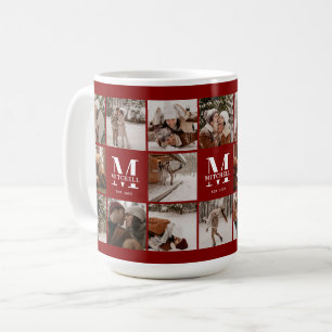 Stylish Burgundy Multi Photo Collage Keepsake Coffee Mug