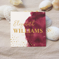 Stylish Burgundy Watercolor Brushstroke and Gold 