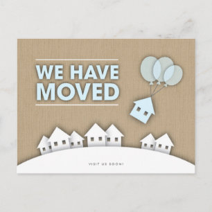 Stylish Burlap We Have Moved White Houses Postcard