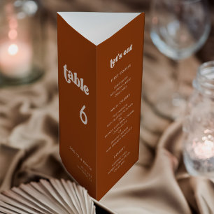 Stylish Burnt Orange Menu & Table number trifold