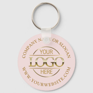 Stylish Busines Logo Promotional Blush Pink Keychain