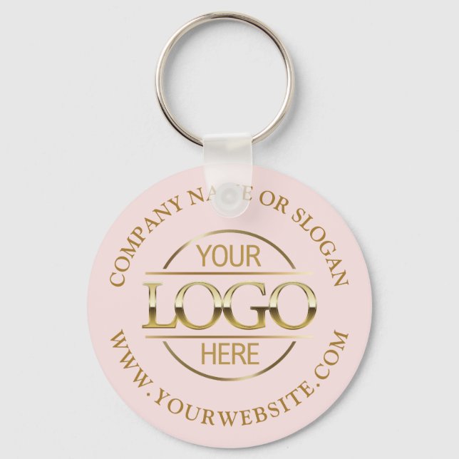 Stylish Busines Logo Promotional Blush Pink Keychain (Front)