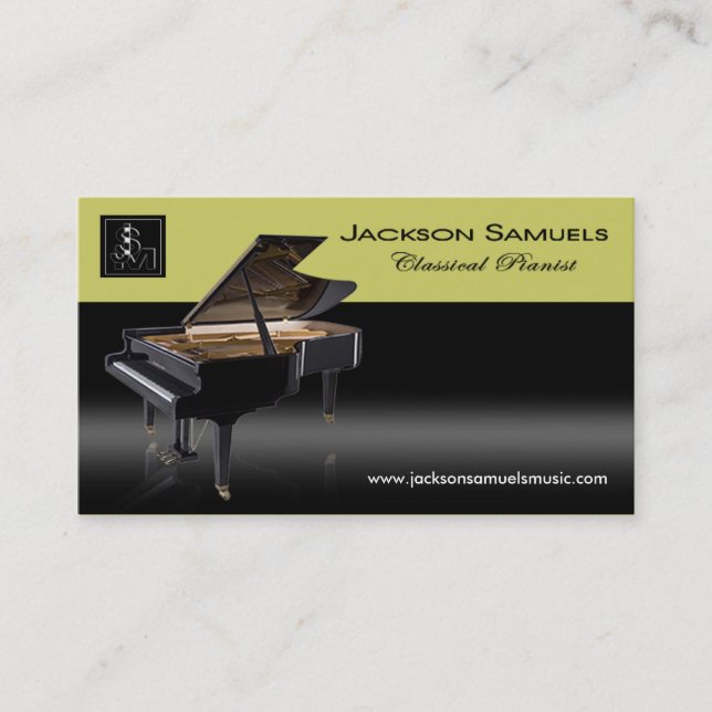 Stylish Business Card - all purpose "Pianist I" (Front)
