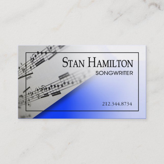 Stylish Business Card - Songwriter "Sheet Music" (Front)