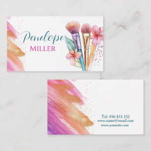 stylish business card with brushes for makeup