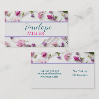 stylish business card with flowers buds