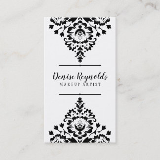 STYLISH BUSINESS elegant pretty damask black white Card