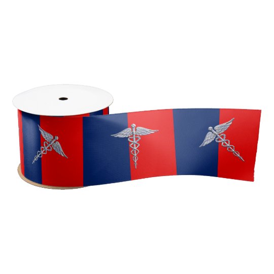 Stylish Caduceus Medical Symbol League Satin Ribbon