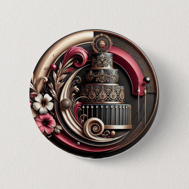 Stylish Cake Baking 2 Inch Round Button (Front)