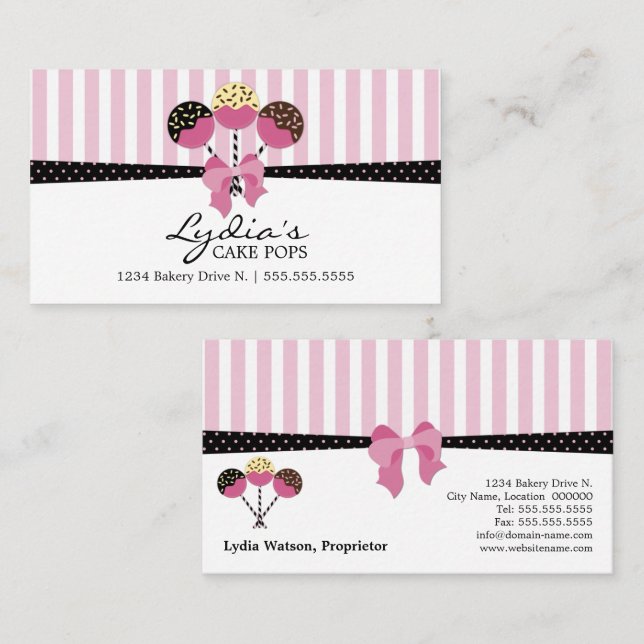 Stylish Cake Pops Bakery Business Card (Front/Back)