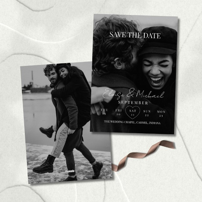 Stylish Calendar Photo Double-sided Save The Date Invitation (Invite guests to save the date with this Stylish Calendar Photo Double-sided Save The Date Invite!)