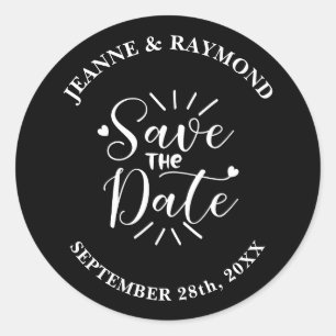 Stylish Calligraphy Black Wedding Save the Date Classic Round Sticker
