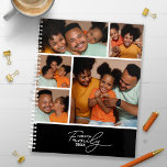 Stylish Calligraphy Family Photo Collage Planner<br><div class="desc">Create a personalized planner using this easy photo collage template. Add pictures to the front,  including the year,  your family name,  and your name or other custom text,  and a full-size photo on the back cover.</div>