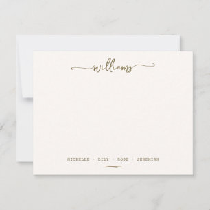 Stylish Calligraphy Family Surname Gold Script Card