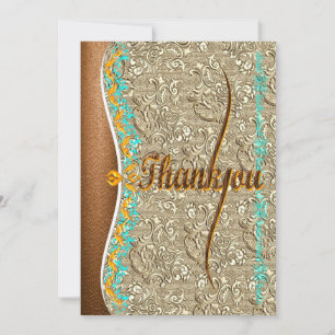 Stylish calligraphy in copper brown Thank You Card