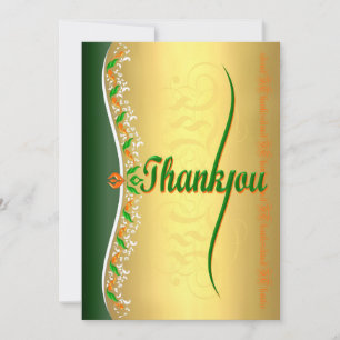 Stylish calligraphy in green and white Thank You Card