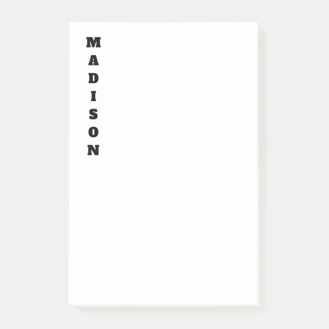 Stylish Calligraphy Name Black & White Post-it Notes (Front)