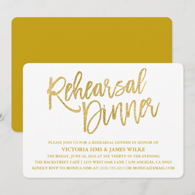 Stylish Calligraphy Rehearer Dîner Invitation (Devant / Derrière)