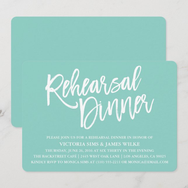 Stylish Calligraphy Rehearer Dîner Invitation (Devant / Derrière)