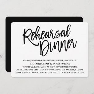 Stylish Calligraphy Rehearsal Dinner Invitation