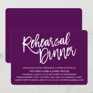 Stylish Calligraphy Rehearsal Dinner Invitation