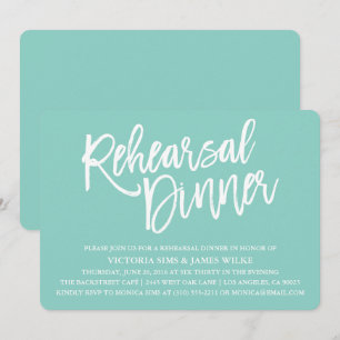 Stylish Calligraphy Rehearsal Dinner Invitation