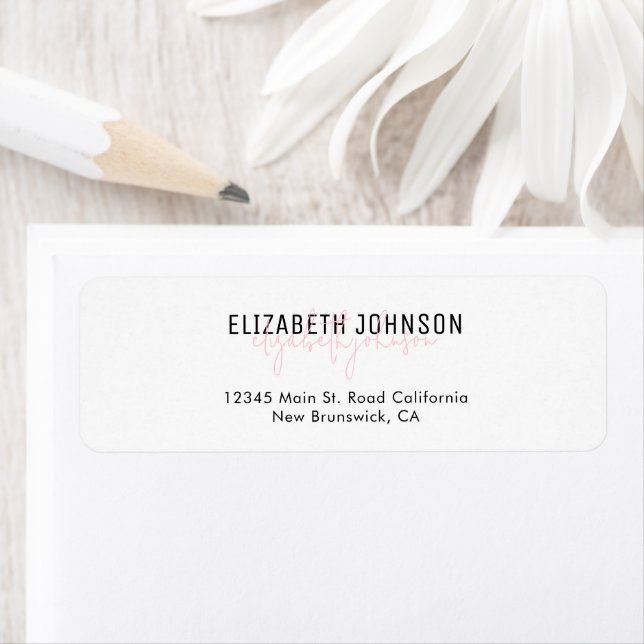 Stylish Calligraphy Script Simple Girly Pink Label (Insitu)