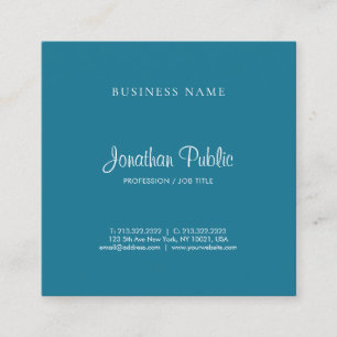 Stylish Calligraphy Text Turquoise Colour Trendy Square Business Card