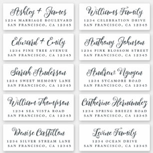 Stylish Calligraphy Wedding Guest Address Labels
