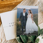 Stylish Calligraphy Wedding Photo Thank You Card<br><div class="desc">Elegant and stylish white script thank you card with "very much" script on the back. Perfect for weddings,  birthdays,  graduations,  and other events.</div>