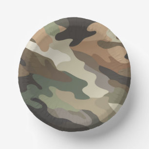 Stylish Camouflage Pattern Disposable Party Bowls Paper Plate