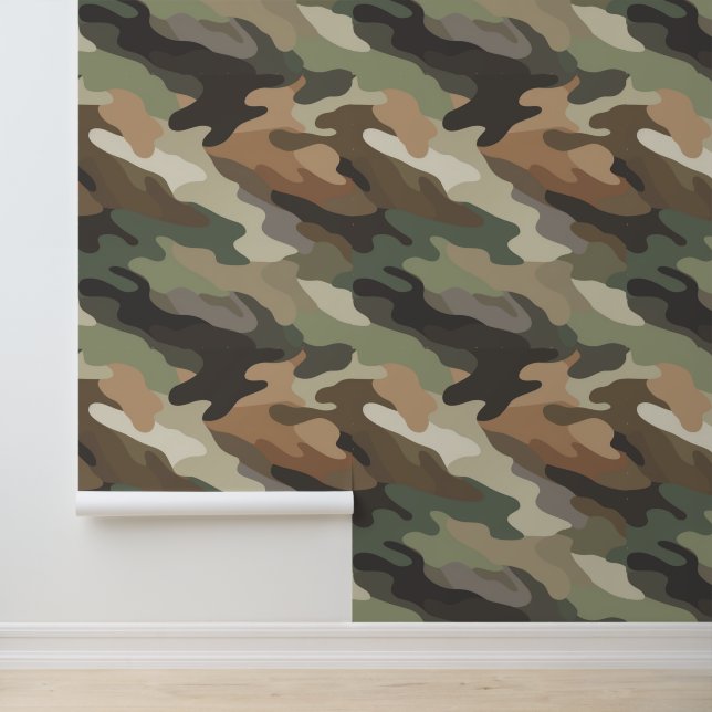Stylish Camouflage Pattern Home Wallpaper (Application)