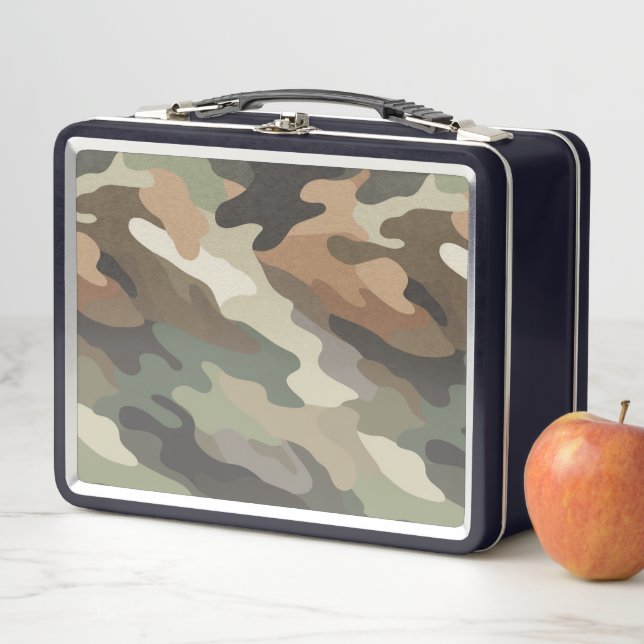 Stylish Camouflage Pattern Metal Lunch Box Case (En situation)