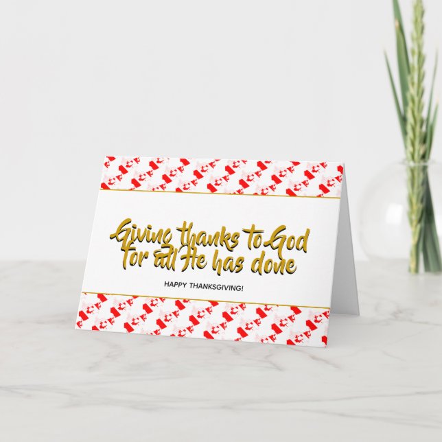 Stylish CANADA Giving Thanks THANKSGIVING Holiday Card (Front)