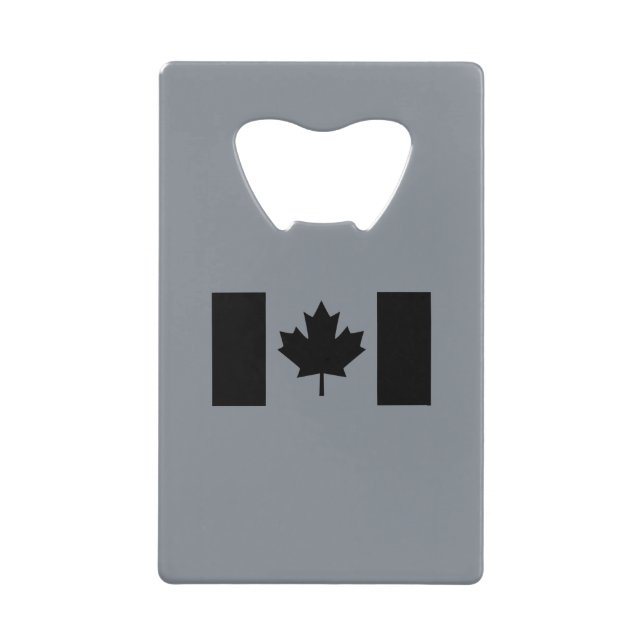 Stylish Canadian Flag in Black Credit Card Bottle Opener (Front)