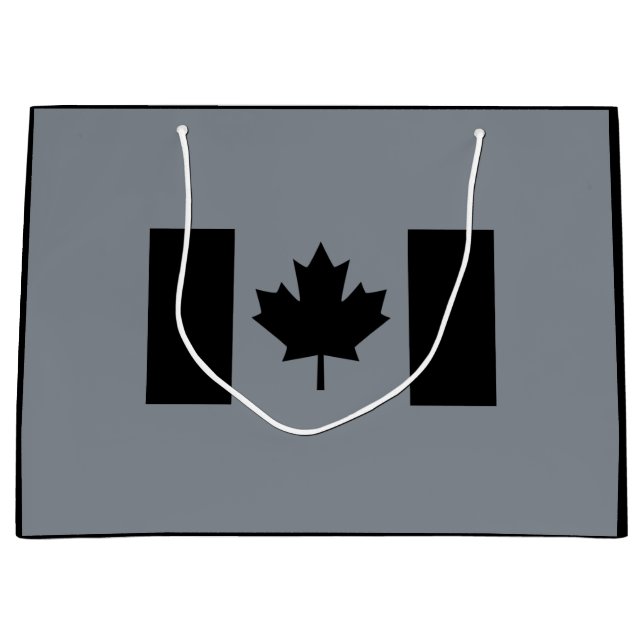 Stylish Canadian Flag in Black Large Gift Bag (Front)