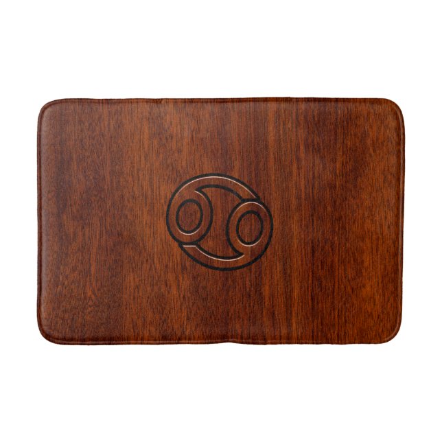 Stylish Cancer Sign on Mahogany Decor Bath Mat (Front)