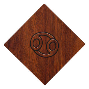 Stylish Cancer Sign on Mahogany Decor Graduation Cap Topper
