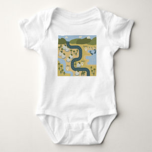 Stylish cartoon landscape vacation travel map baby bodysuit