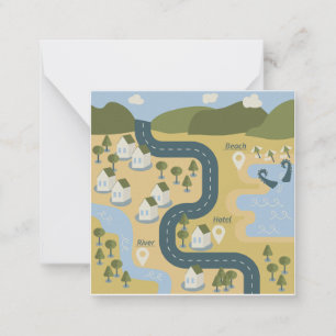 Stylish cartoon landscape vacation travel map card
