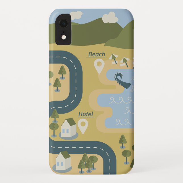 Stylish cartoon landscape vacation travel map Case-Mate iPhone case (Back)