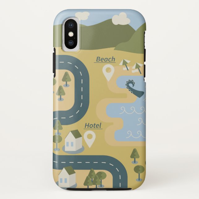Stylish cartoon landscape vacation travel map Case-Mate iPhone case (Back)